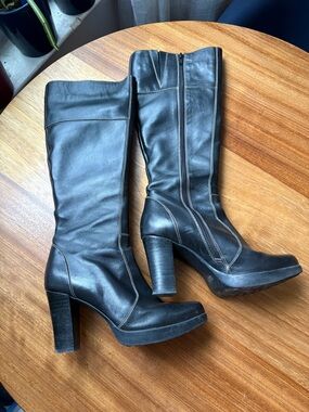 Browns Couture Black Leather Knee-High Women's Boots